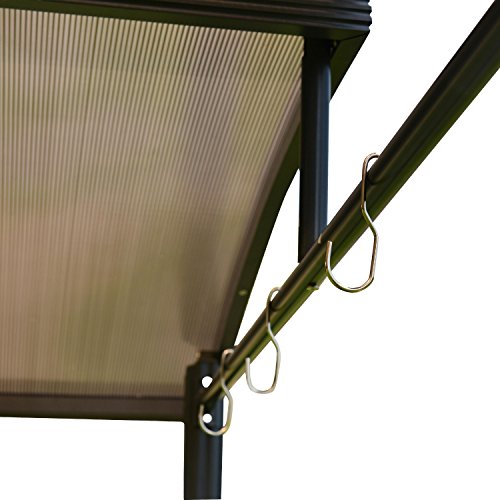 ALEKO GZBHTG01 Steel Hard Top BBQ Gazebo Grill Shelter Canopy with Serving Tables 8 x 5 x 8 Feet Brown