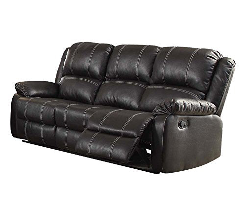 ACME Zuriel Black Faux Leather Reclining Sofa