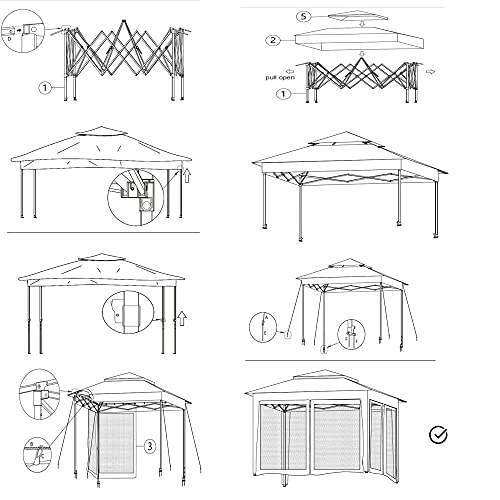 11'x11'Pop-Up Gazebo Tent Canopy Removable Zipper Mesh Screen Outdoor Double Layer Soft Top Gazebo Foldable Canopy Shelter Sunshade for Lawn Backyard and Deck Patio With 121 Square Feet Of Shade-Brown