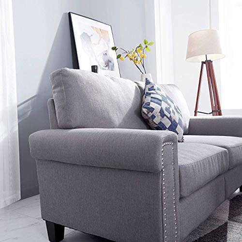 Top Space 2-Seat Living Room Furniture Two-Piece Sofa Home Arm Chair Single Sofa Modern Fabric Accent Chair Set (Light Grey)