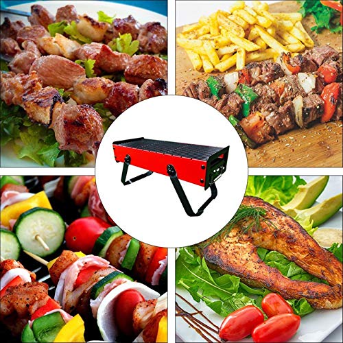 Small Barbecue Grill, Portable Foldable Charcoal Grill, Barbeque Grill for Outdoor Cooking Camping Picnic Outdoor Garden Charcoal BBQ Grill Party (Color : Red, Size : 431810)