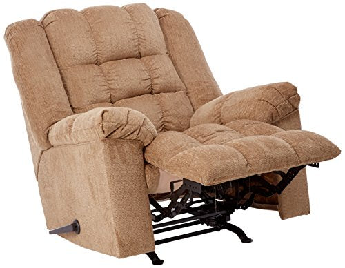 Signature Design by Ashley Ludden Ultra Plush Upholstered Manual Rocker Recliner with Tufted Back, Light Brown
