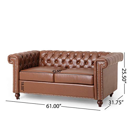 Christopher Knight Home Brinkhaven Love Seats, Cognac Brown + Espresso