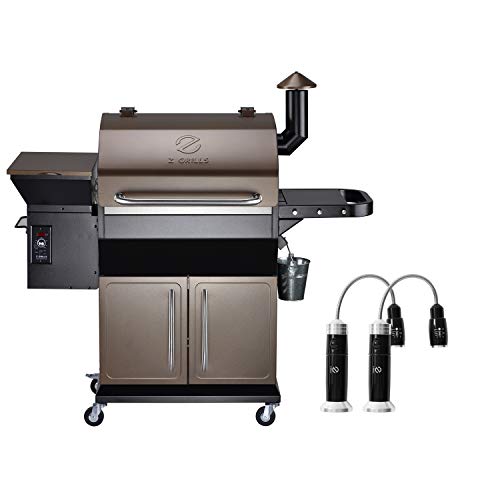 Z GRILLS Wood Pellet Grill Smoker with Ash Clean System Extra Grilling Light for Outdoor Cooking + Cover, Classic Model Larger Than 700D, 1000 SQIN,8-in-1 (Brown with Cabinet)