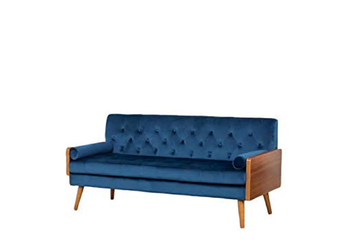 Container Furniture Direct Bel-Air Modern Contemporary Velvet Upholstered Living Room Tufted Sofa with 2 Pillows, 68.5