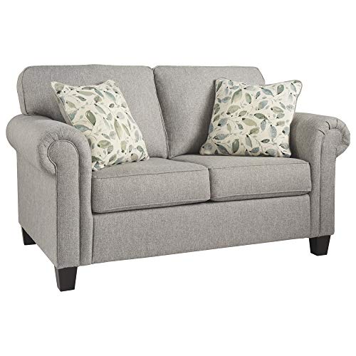 Signature Design by Ashley Alandari Upholstered Loveseat with 2 Accent Pillows, Gray