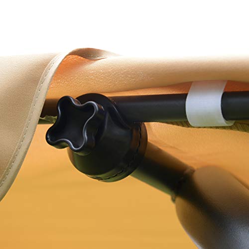 Outsunny 2-Person Outdoor Swing for Patio Swing Bench with Adjustable Tilt Canopy, Cup Holder and Storage Tray, Steel Frame, Brown