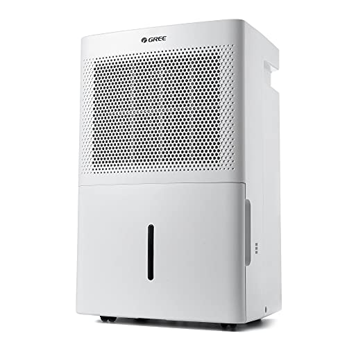 Gree Dehumidifier 50 Pint for up to 4500 Sq.ft, Energy Star Dehumidifier for Bathroom, Basement, Bedroom with Intelligent Humidity Control, LED Control panel, Quiet Design, Continuous Drainage