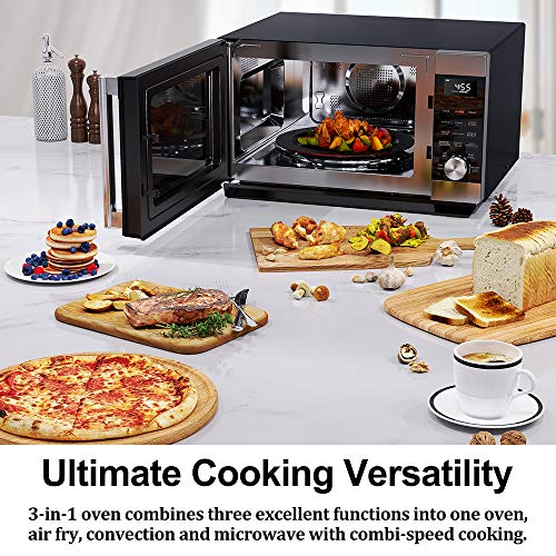 Galanz GSWWA16S1SA10 3-in-1 SpeedWave with TotalFry 360, Microwave, Air Fryer, Convection Oven with Combi-Speed Cooking, 1.6 Cu.Ft/ 1000W, Stainless Steel