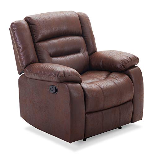 Harper&Bright Designs Manual Recliner Chair Lazy Sofa, Ergonomic Design with Massage and Heat Function for Living Room or Bedroom, Smoky Brown