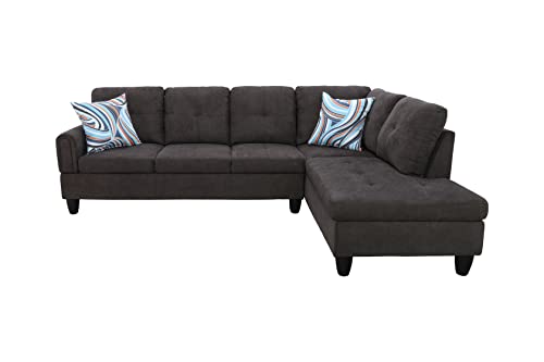 Star Home Living Right Facing Sectional 2 Pieces Set Sofas, Dark Brown