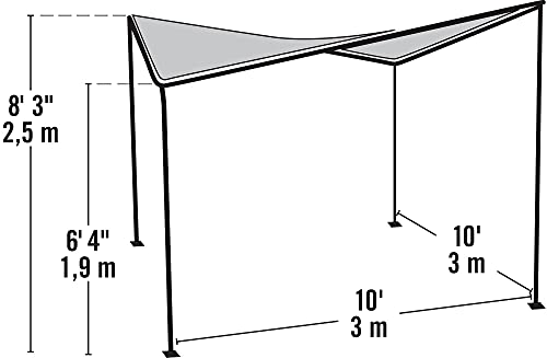 ShelterLogic 10' x 10' Del Ray Gazebo Canopy Charcoal Carbon Steel Frame and Marzipan Tan Water-Resistant and Sun Protection Cover