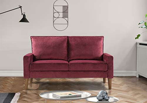 US Pride Furniture Velvet Square arm Sofas, Burgundy