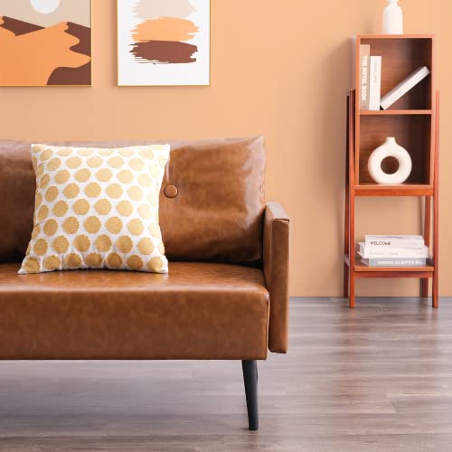 Couches for Living Room - Vonanda Mid Century Modern Sofa 73.2 Inch 2 Cushions - Faux Leather Sofa Sectional Couch, Caramel