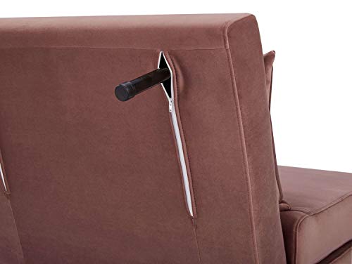 GIA Tri-Fold Convertible Velvet Sofa Bed Chair with Removable Pillow and Legs, Pink Blossom