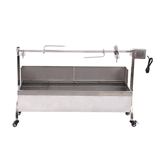 Samger 25W Grill Rotisserie Roaster Stainless Steel 33In Portable BBQ Charcoal Pig Pig Spit Rotisserie Grill Kit 88LBS Capacity