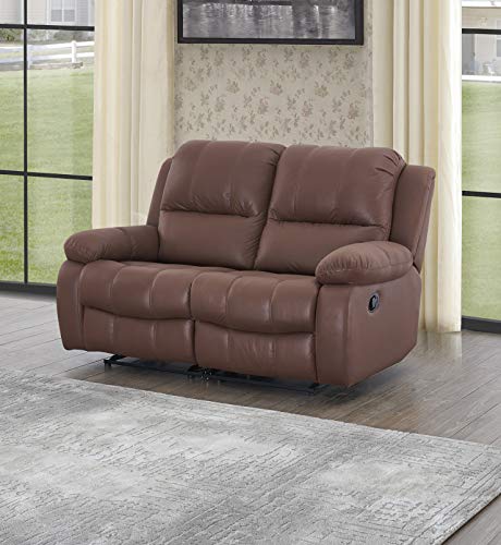 Betsy Furniture Microfiber Recliner Set Living Room Set, Sofa Loveseat Chair Pillow Top Backrest and Armrests 6288 (Brown, Loveseat)