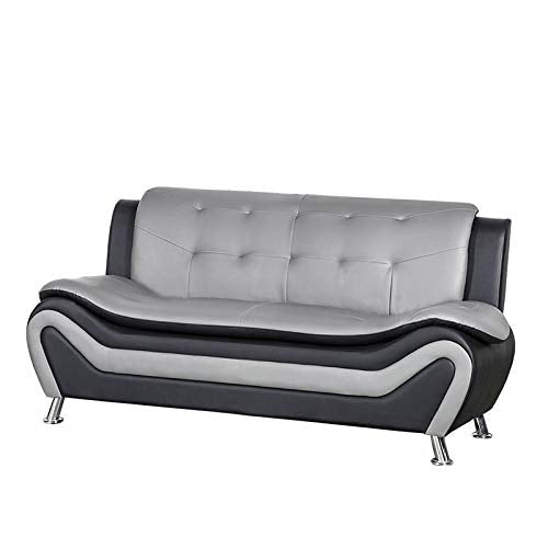 Kingway Furniture Gilan Faux Leather Living Room Sofa - Black/Grey