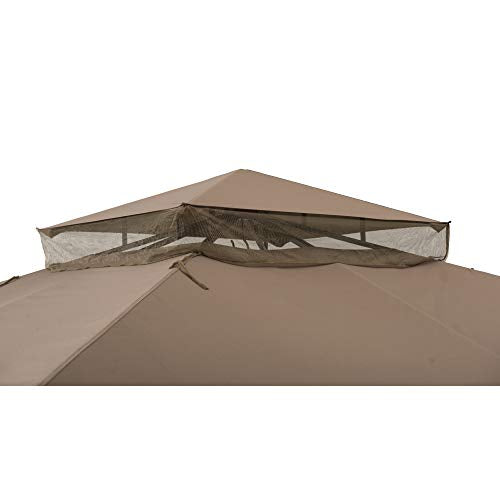 Sunjoy Shawn 10 x 12 ft. Steel Gazebo with 2-Tier Canopy, Khaki