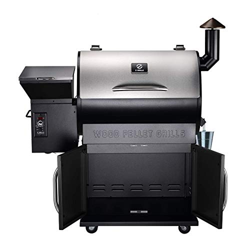 Z GRILLS ZPG-700E 2021 Upgrade Wood Pellet Grill & Smoker BBQ Grill Auto Temperature Control,700 sq in Cooking Area,Stainless & Black (Cover Included)