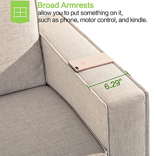 LEISLAND Modern Sofa Fabric Loveseats for Small Spaces, Mid-Century Loveseat Couch with Solid Wood, Living Room Furniture with Simple Style, Easy to Install(Beige)