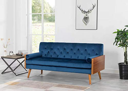 Container Furniture Direct Bel-Air Modern Contemporary Velvet Upholstered Living Room Tufted Sofa with 2 Pillows, 68.5