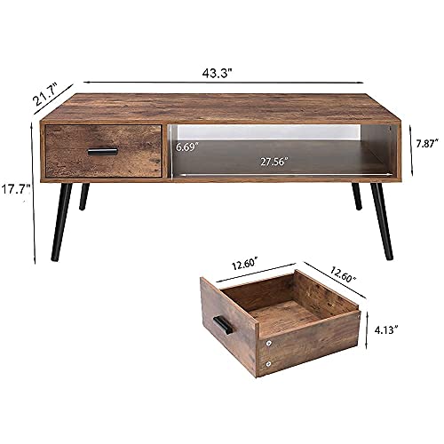 IWELL Mid Century Living Room Table Set of 3, Accent Furniture from Entryway to Living Room & Bedroom, Rustic Brown