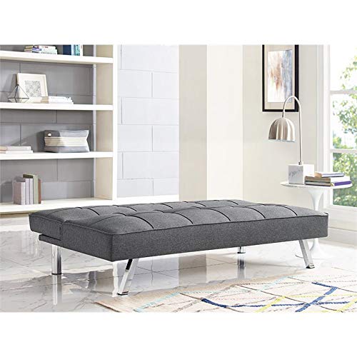 Hawthorne Collections Multi-Functional Fabric Upholstered Button Tufted Convertible Sleeper Sofa in Charcoal