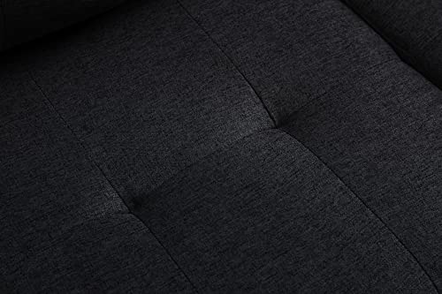 STARTO Modern Reversible Futon Sectional Sofa Set for Living Room Bedroom, L Shape 4 Seat Couch w/Cup Holder and Left or Right Hand Chaise, Black