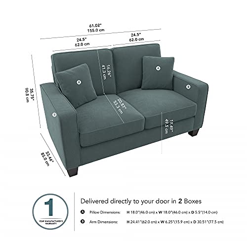 Bush Furniture Stockton Loveseat, 61W, Turkish Blue Herringbone