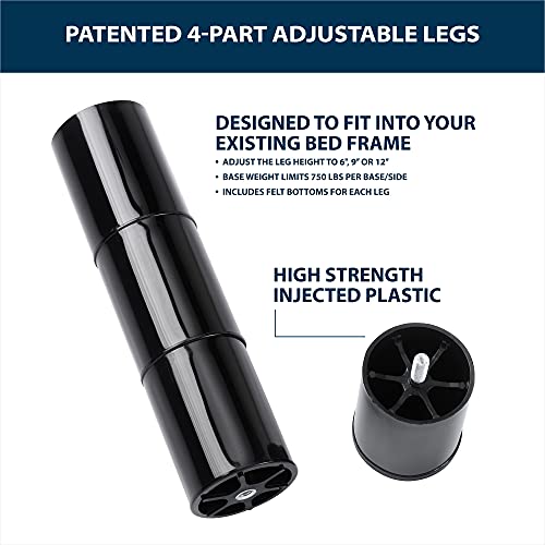 Blissful Nights e3 Queen Adjustable Bed Base with Wireless Remote Head and Foot Incline and No Tools Required Assembly