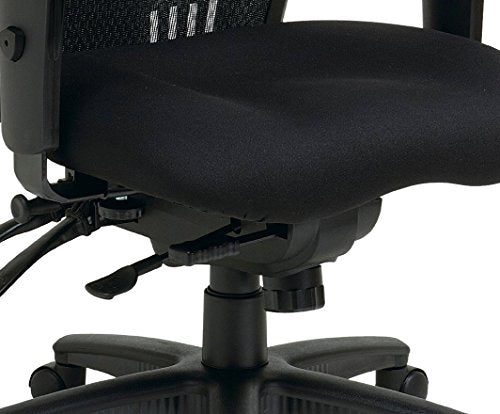 Office Star ProGrid High Back Managers Chair with Adjustable Arms, Multi-Function and Seat Slider (Black)