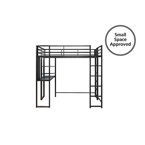 DHP Abode Metal Frame With Desk And Ladder, Full, Black 1 Loft Bed, Twin
