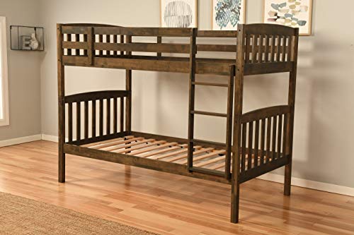 Kodiak Furniture Claire Bunk Bed, Twin, Rustic Walnut Finish