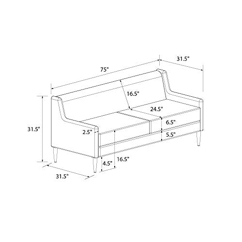 CosmoLiving by Cosmopolitan Virginia Modern Living Room Cushioned Sofa, Light Gray