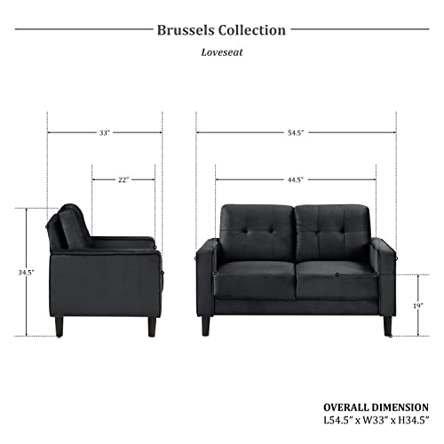 Lexicon Brussels 2-Piece Living Room Set, Black