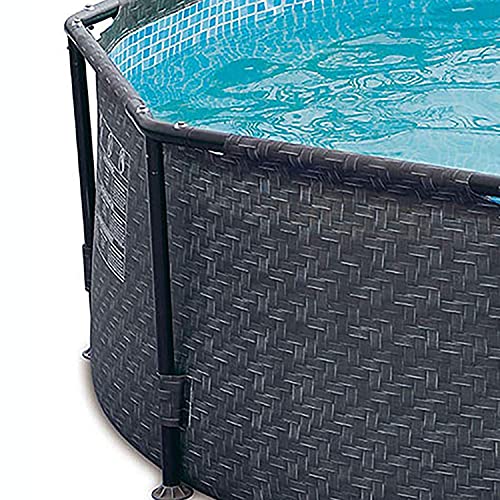 Summer Waves P2001448E14ft x 48in Round Frame Above Ground Swimming Pool Set with Ladder, Skimmer Pump, Cartridge, Solution Blend, and Ladder, Gray