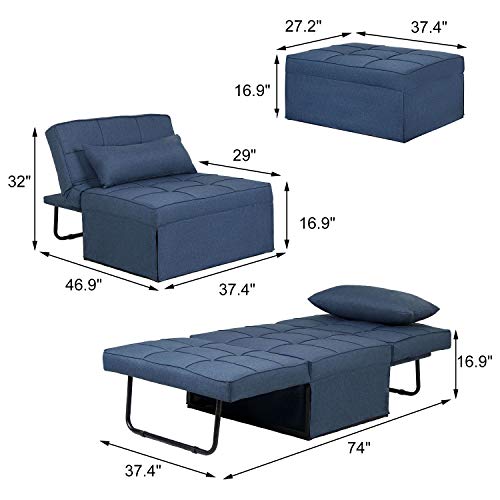 Folding Sleeper Bed Foldable Ottoman Chair Bed with 4.8