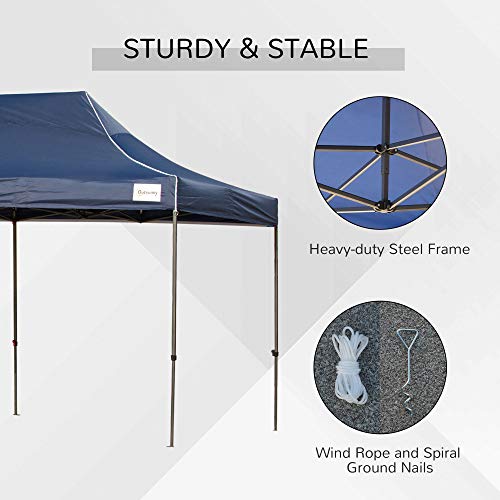 Outsunny 10' x 20' Heavy Duty Pop Up Canopy with 7 Removable Zippered Sidewall, Bottom Privacy Sidewall, Roller Bag, Upgraded Tube, Party Event for Patio Backyard Garden, Blue