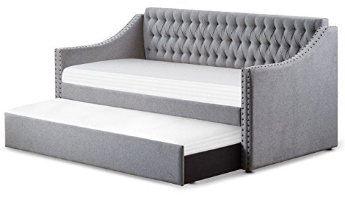 Homelegance Tulney Fabric Upholstered Daybed with Trundle, Twin, Gray
