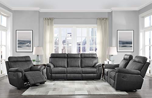 Lexicon Valois Double Reclining Sofa, Gray