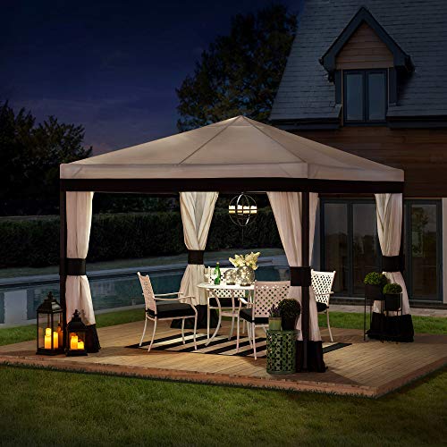 Sunjoy Marquis 10x10 ft. Steel Gazebo, White and Black