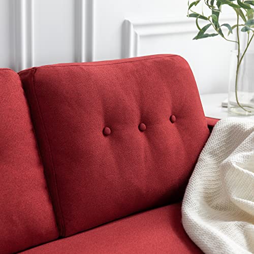 ZINUS Mikhail Sofa Couch / Ruby Red Sofa / Button Tufted Cushions / Easy, Tool-Free Assembly