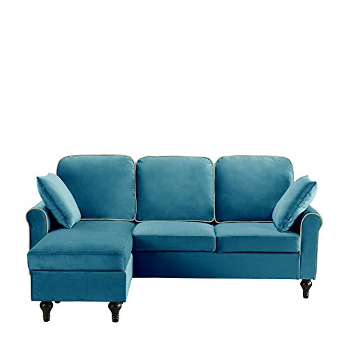 Divano Roma Furniture Madison Sectional, Teal