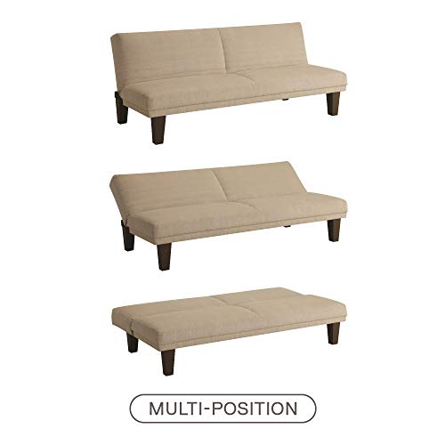 DHP Dillan Convertible Futon Couch Bed with Microfiber Upholstery and Wood Legs - Tan