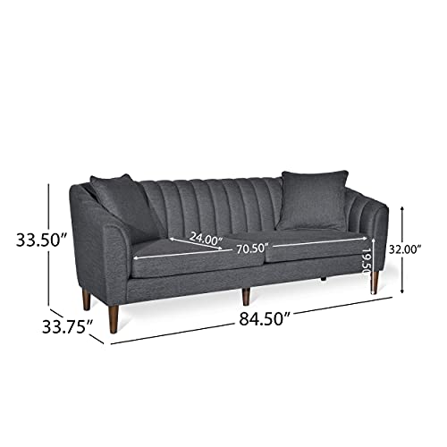 Christopher Knight Home Ansonia Sofas, Charcoal + Dark Walnut