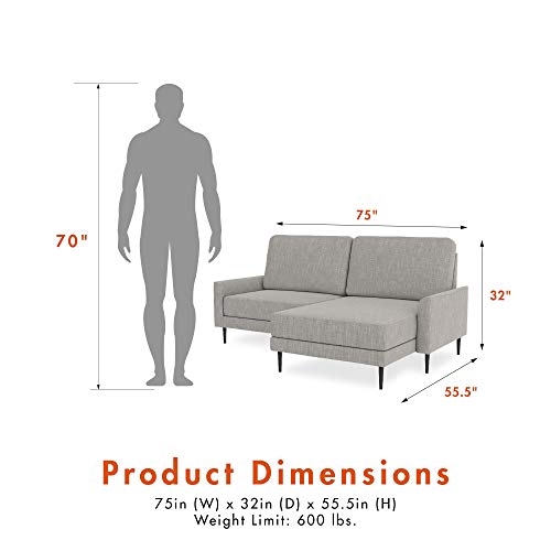 CosmoLiving by Cosmopolitan Francis Upholstered Sofa Sectional, Light Gray