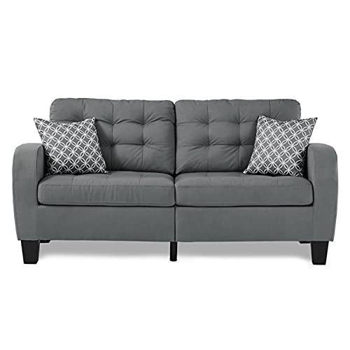 Pemberly Row Upholstered Sofa with 2 Pillows in Gray