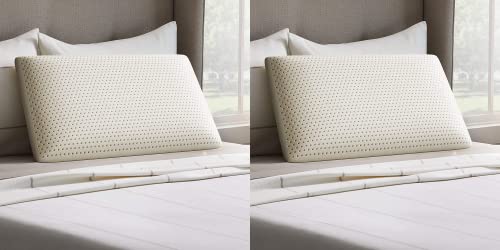 Talalay Latex Foam Mid-Loft-Medium Plush Feel-Removable Cotton Cover Pillow, Queen Size (Pack of 1), White (Тwo Рack)