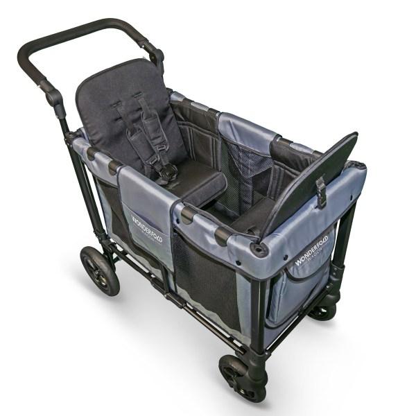 WonderFold Baby W2 Multi-Function Folding Double Stroller Wagon with Removable Canopy and Seats Gray New